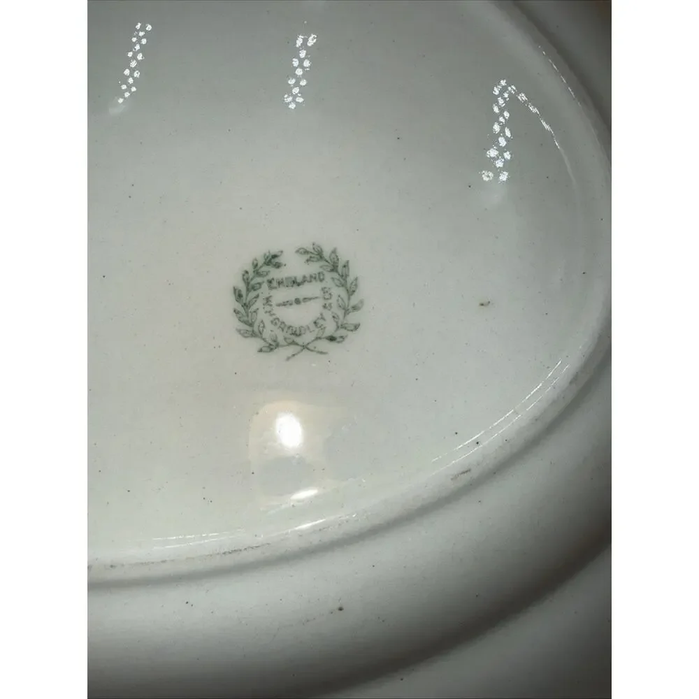 Antique 1891-1914 W.H. Grindley “antique Green” 2 Porcelain Pieces Green/Gold
